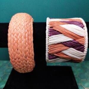 Woven Peach and Multicolor Bangle Set